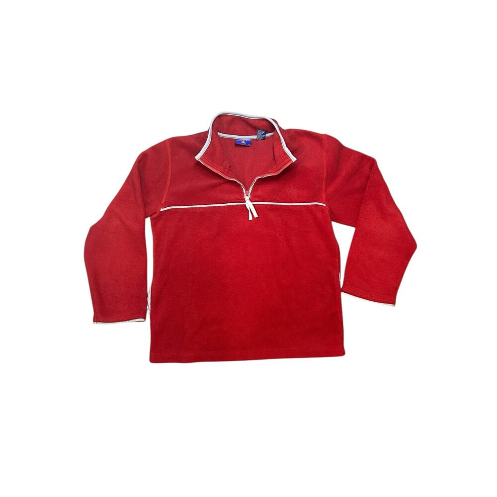 Vintage Men’s Bugle Boy Red Half Zip Fleece Pullover Size Large